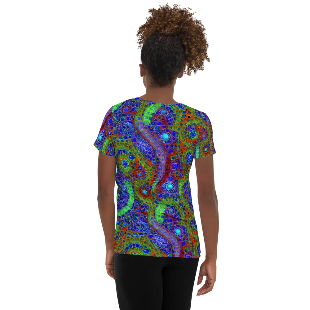 Psychedelic Matrix on Women's Athletic T-Shirt — Back