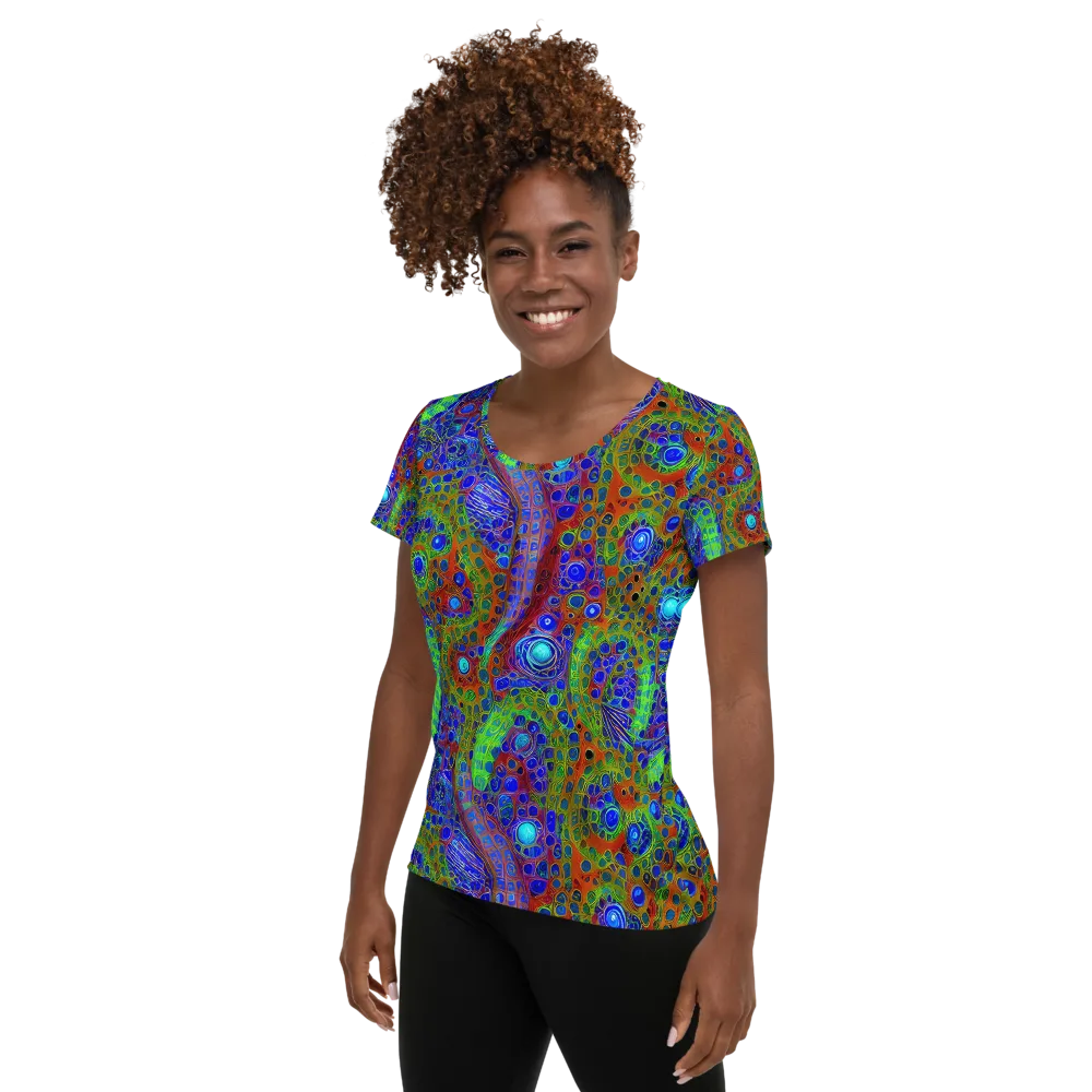 Psychedelic Matrix on Women's Athletic T-Shirt — Left