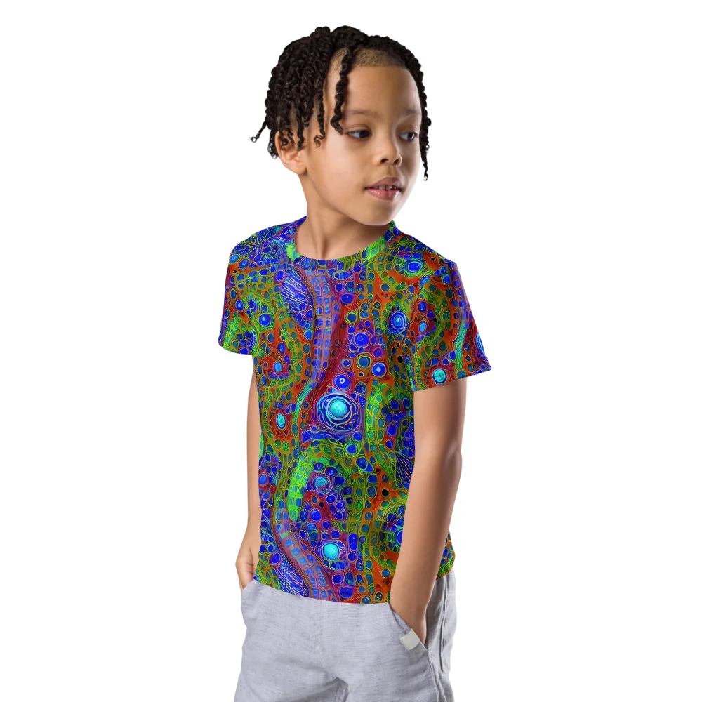 Psychedelic Matrix on Kids Crew Neck T-Shirt — Left Front