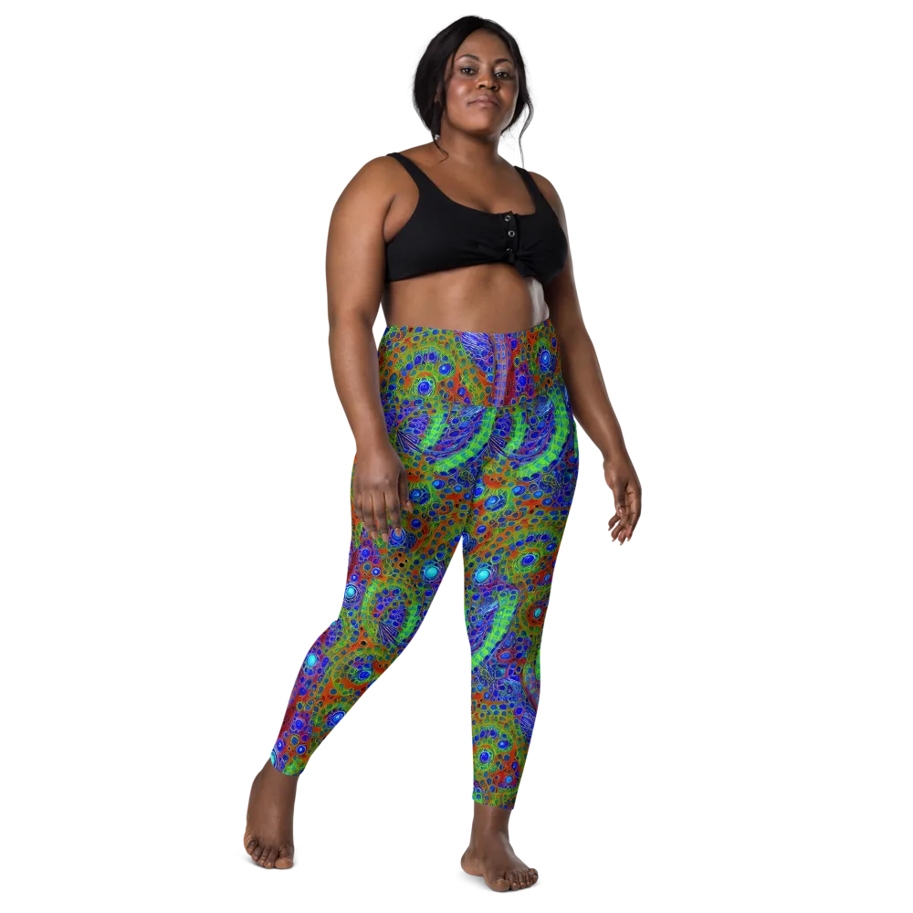 Psychedelic Matrix on Leggings with Pockets — Front