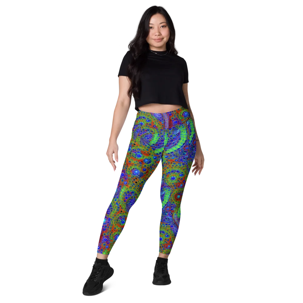 Psychedelic Matrix on Leggings with Pockets — Front