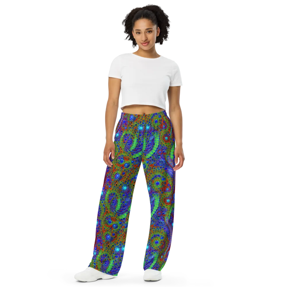 Psychedelic Matrix on Wide-Leg Pants — Front