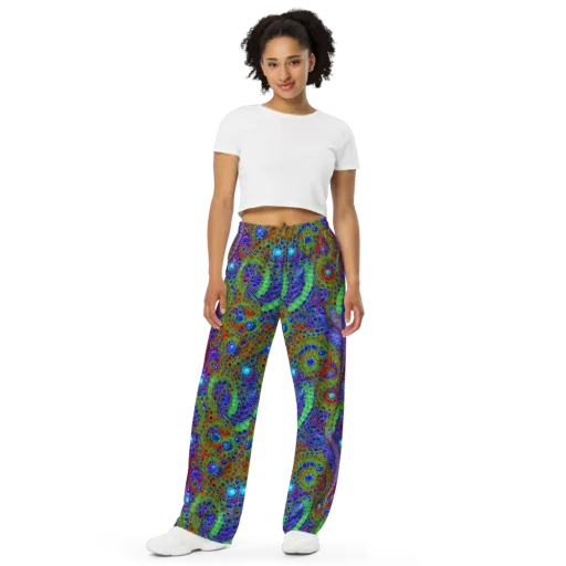Psychedelic Matrix on a Wide-Leg Pants