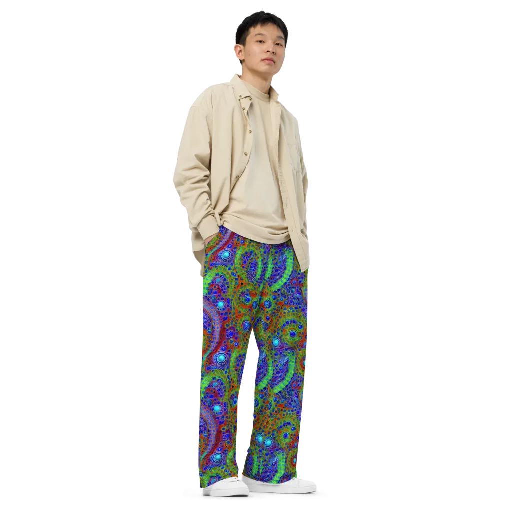 Psychedelic Matrix on Wide-Leg Pants — Right Front