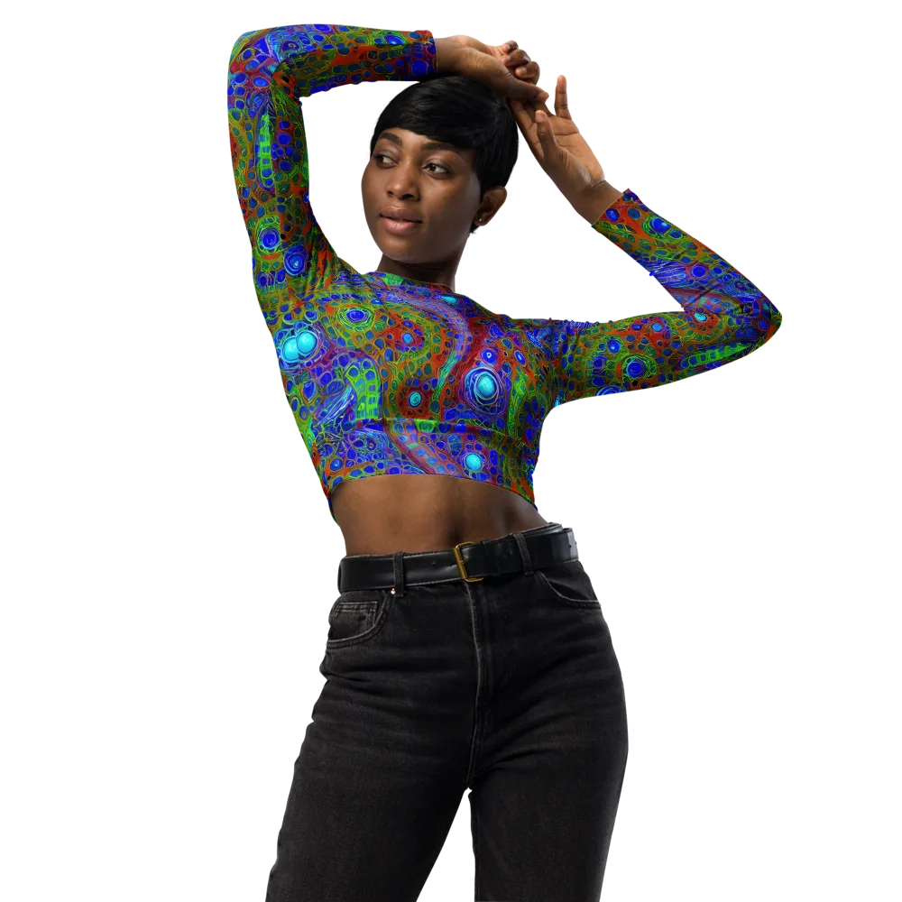 Psychedelic Matrix on Long Sleeve Crop Top — Front