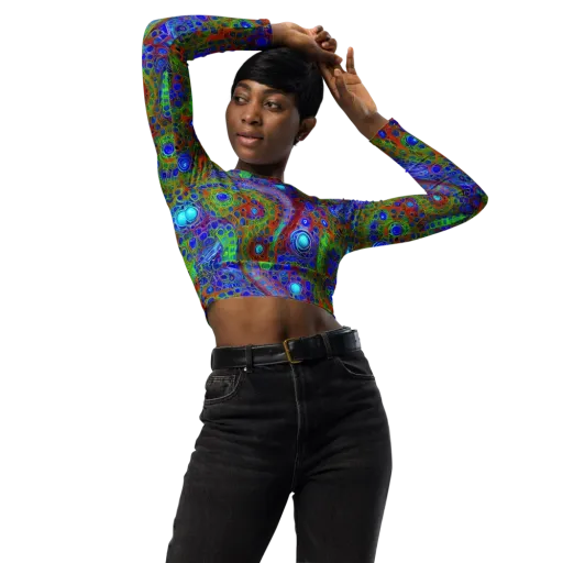 Psychedelic Matrix on a Long Sleeve Crop Top