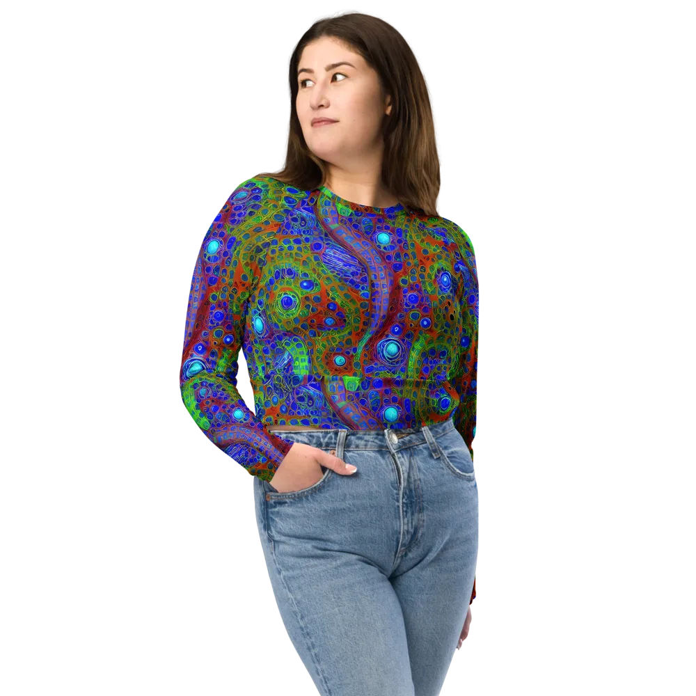 Psychedelic Matrix on Long Sleeve Crop Top — Front