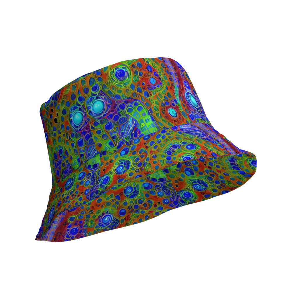 Psychedelic Matrix on Reversible Bucket Hat — Product details Outside