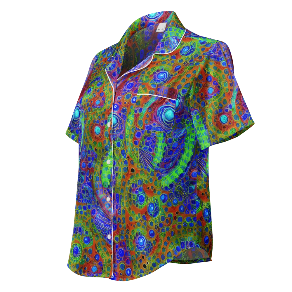 Psychedelic Matrix on Women's Short Sleeve Pajama Top — Left Front
