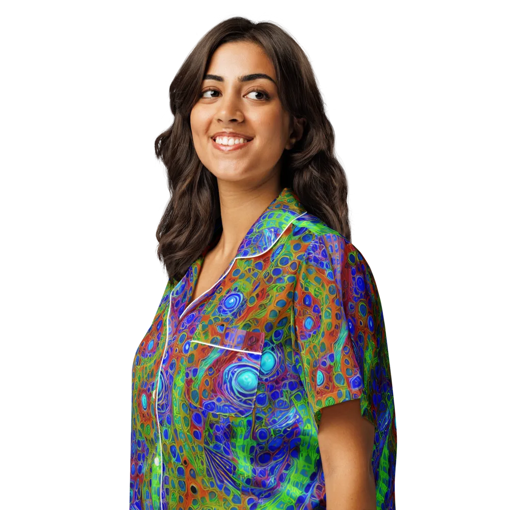 Psychedelic Matrix on Women's Short Sleeve Pajama Top — Left Front