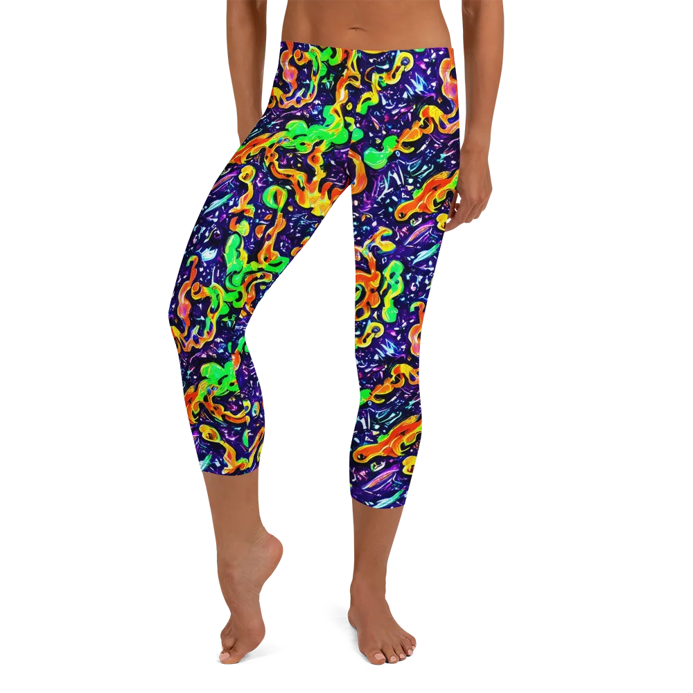 Aurora in Motion on Capri Leggings — Front