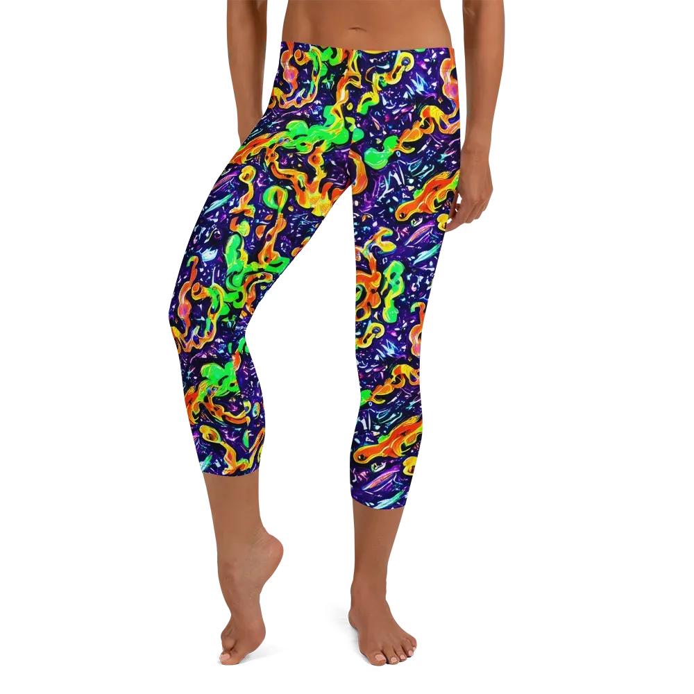 Aurora in Motion on Capri Leggings — Front