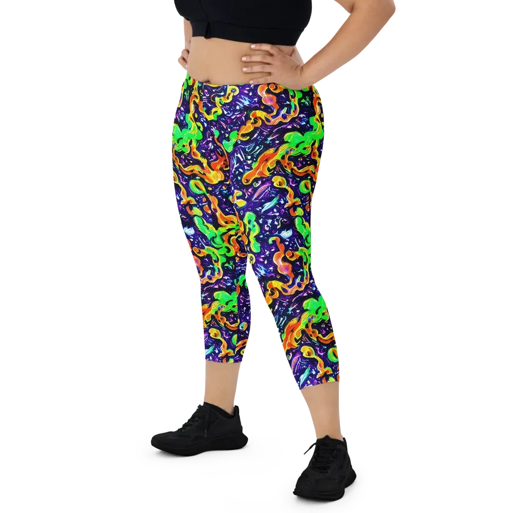 Aurora in Motion on Capri Leggings — Front