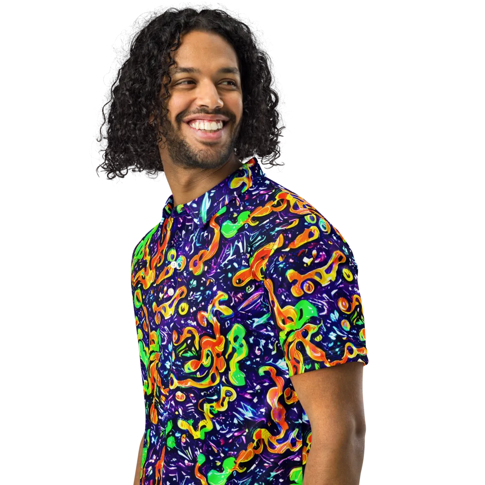 Aurora in Motion on Men's Slim Fit Polo Shirt — Left Front