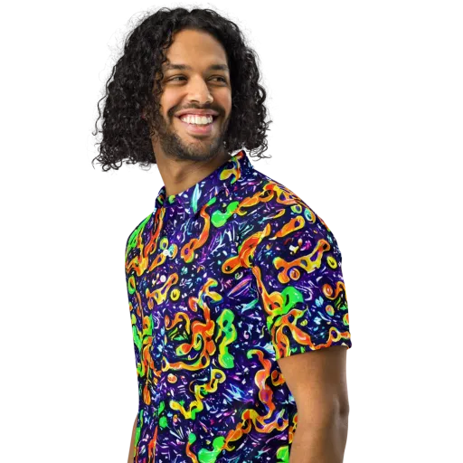 Aurora in Motion on a Men's Slim Fit Polo Shirt