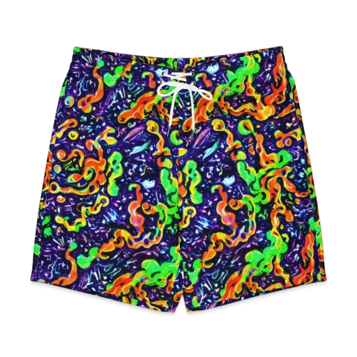 Aurora in Motion on a Men's Board Shorts