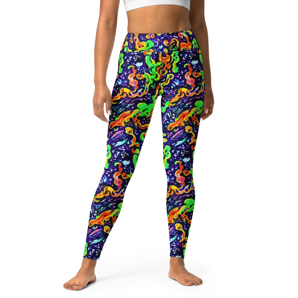 Aurora in Motion on Yoga Leggings — Front