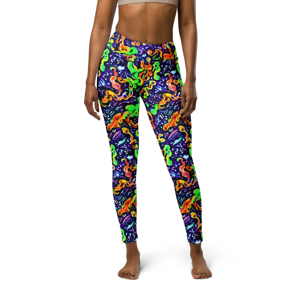 Aurora in Motion on Yoga Leggings — Front