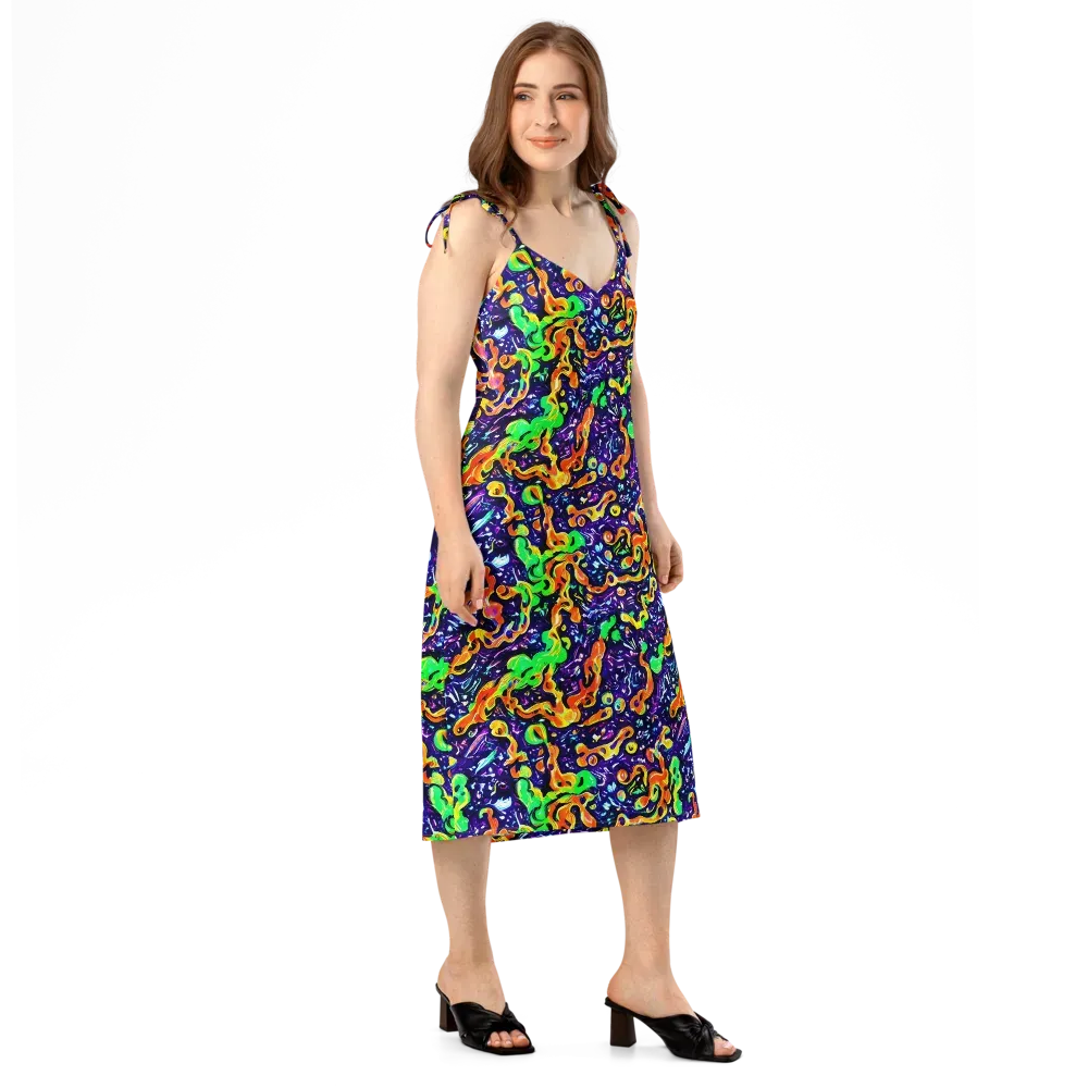 Aurora in Motion on Slip Dress — Right Front