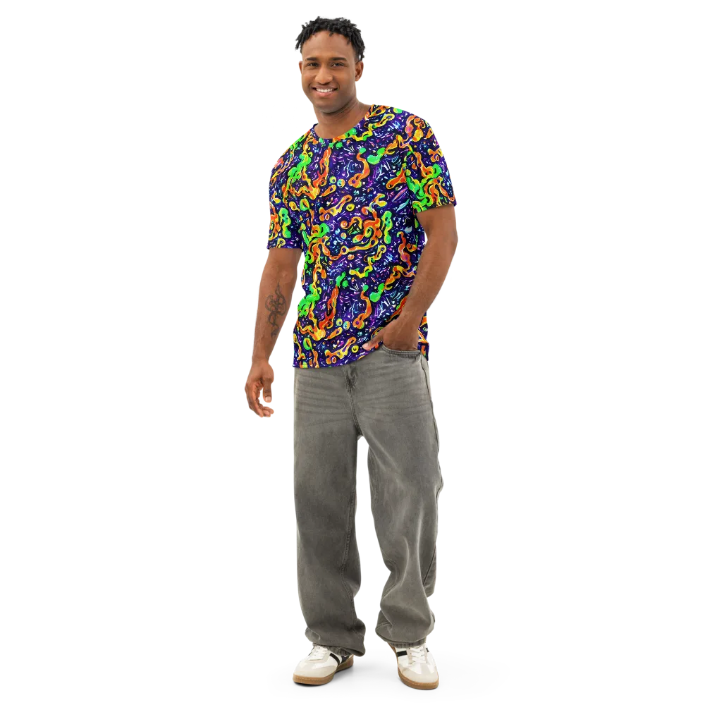 Aurora in Motion on Men's Cotton Crew Neck T-Shirt — Front