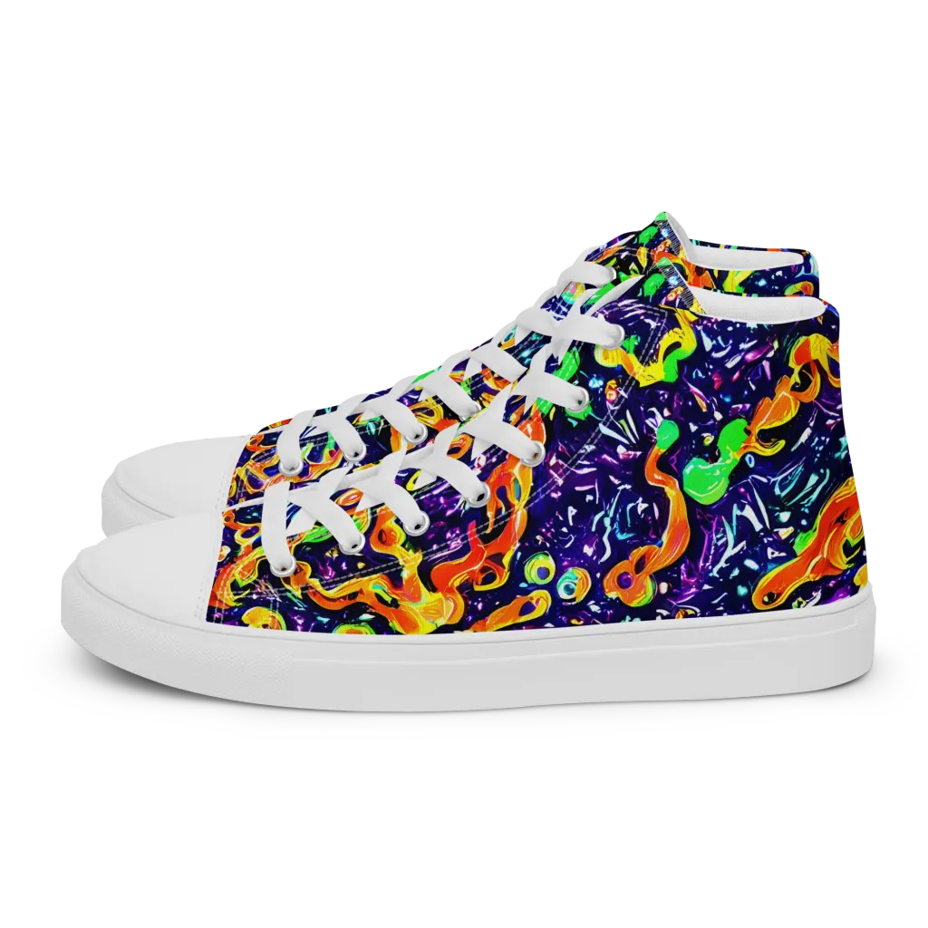 Aurora in Motion on Men's High Top Canvas Shoes — Left
