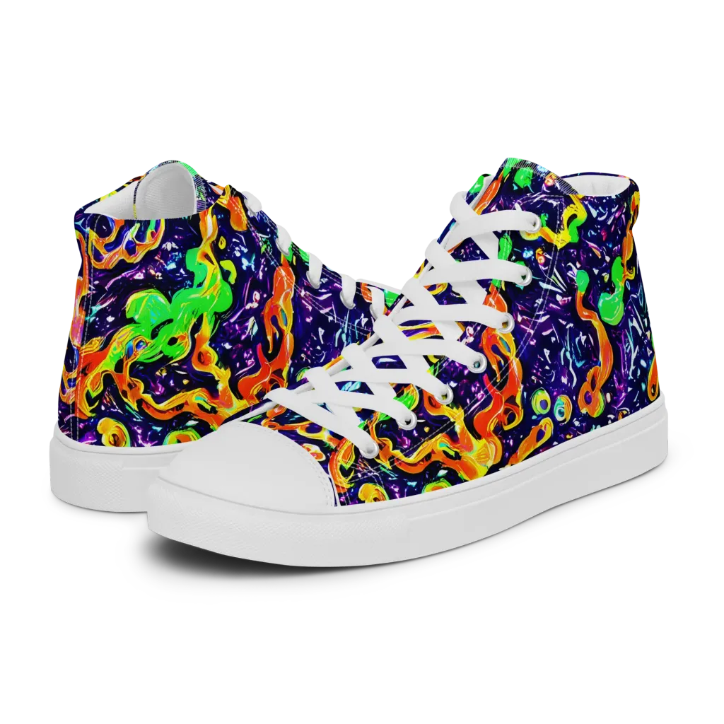 Aurora in Motion on Men's High Top Canvas Shoes — Left