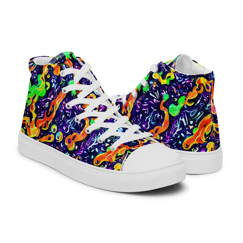 Aurora in Motion on Men's High Top Canvas Shoes — Right