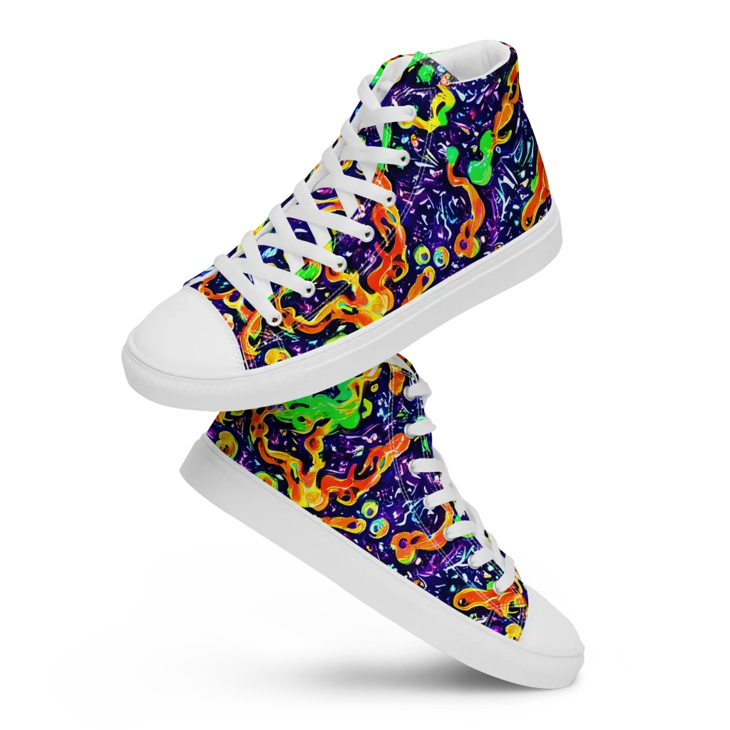 Aurora in Motion on Men's High Top Canvas Shoes — Front