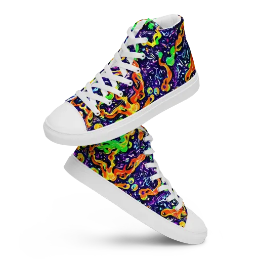 Aurora in Motion on a Men's High Top Canvas Shoes