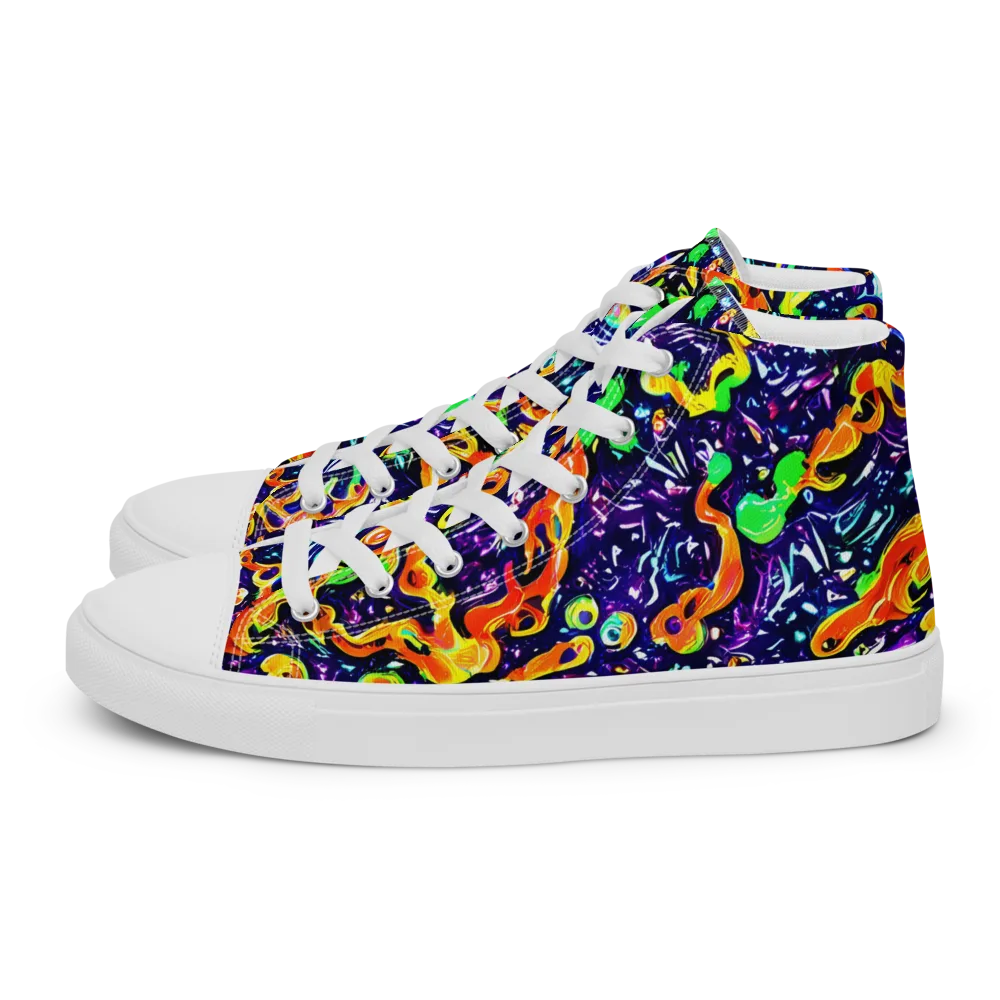 Aurora in Motion on Women's High Top Canvas Shoes — Left