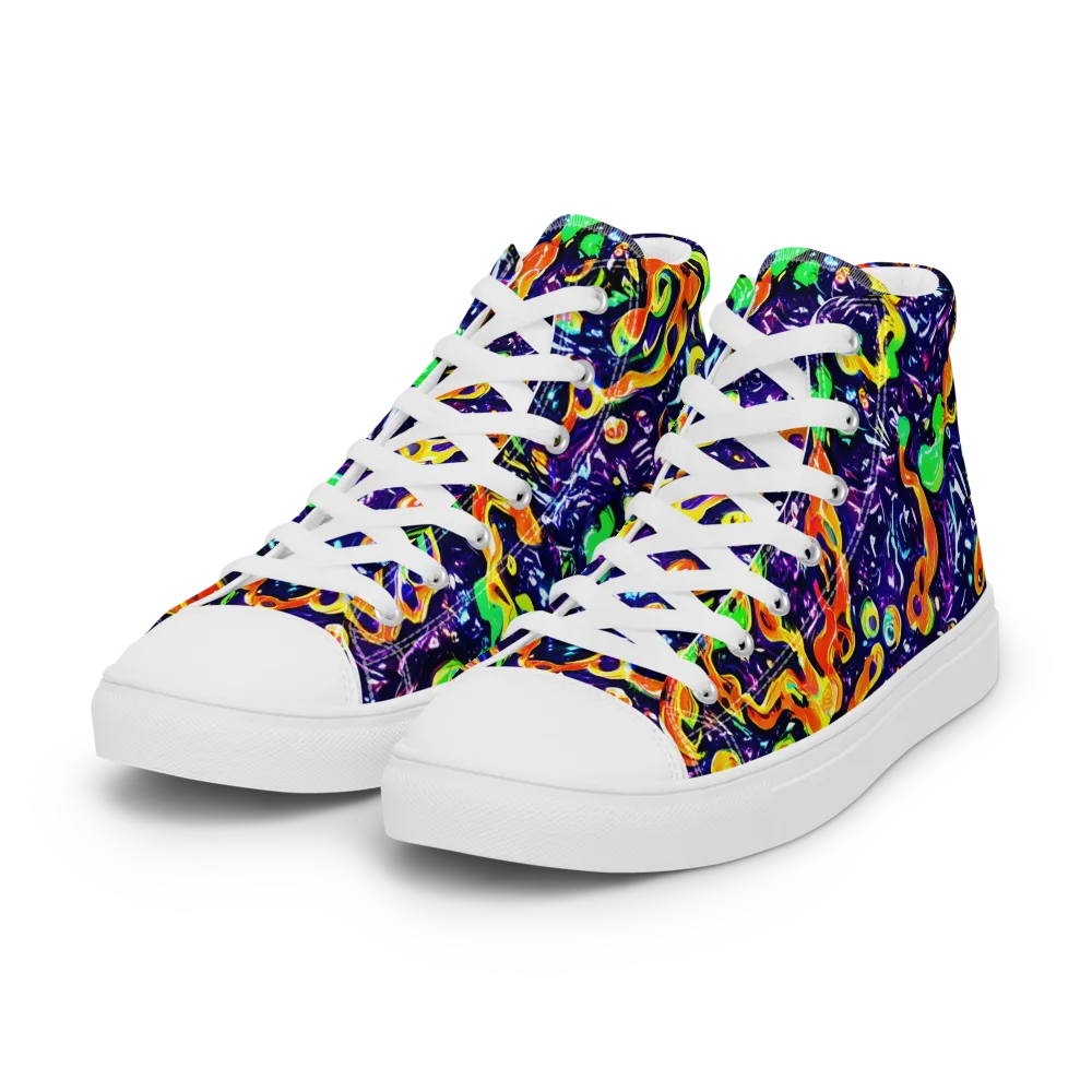 Aurora in Motion on Women's High Top Canvas Shoes — Left Front