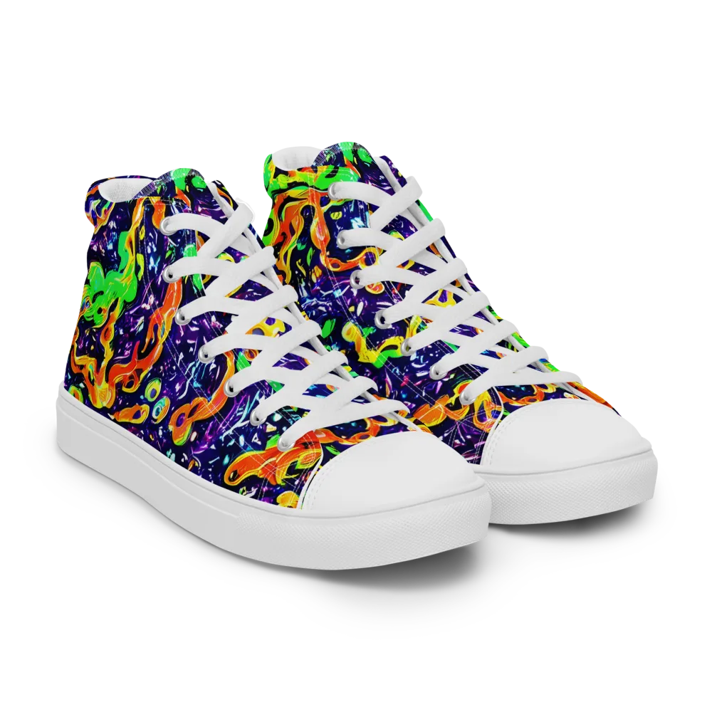 Aurora in Motion on Women's High Top Canvas Shoes — Right Front