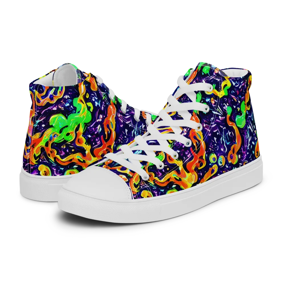 Aurora in Motion on Women's High Top Canvas Shoes — Left