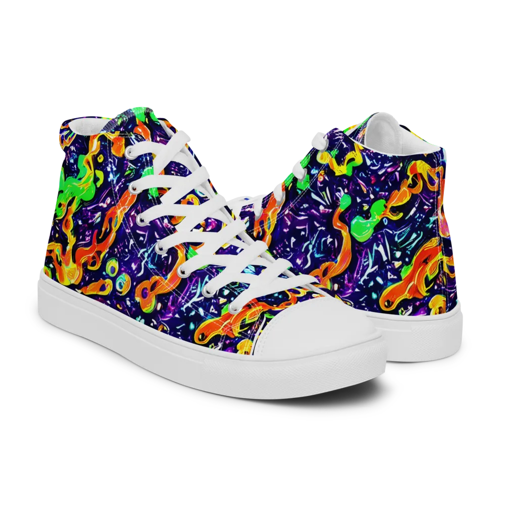 Aurora in Motion on Women's High Top Canvas Shoes — Right