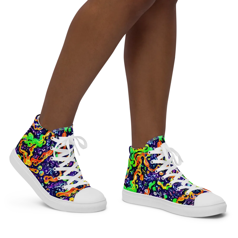 Aurora in Motion on Women's High Top Canvas Shoes — Right