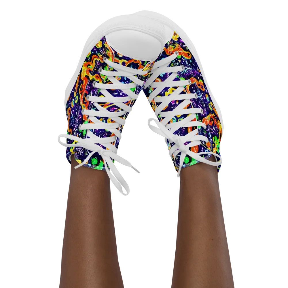 Aurora in Motion on Women's High Top Canvas Shoes — Front