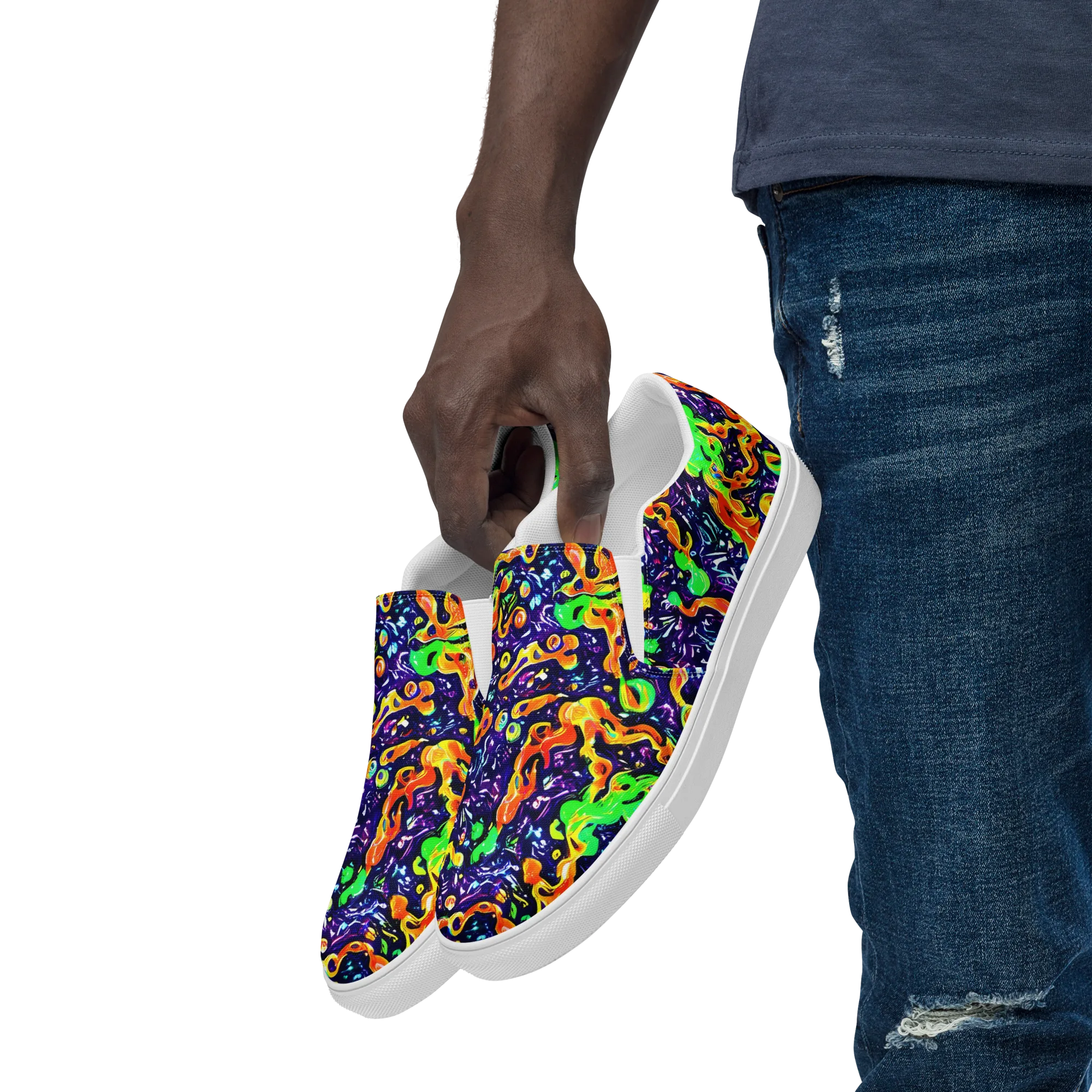 Aurora in Motion on Men's Slip-On Canvas Shoes — Left Front