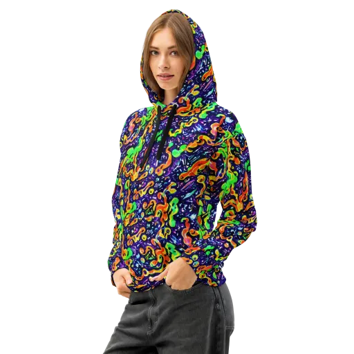 Aurora in Motion on a Cotton Hoodie