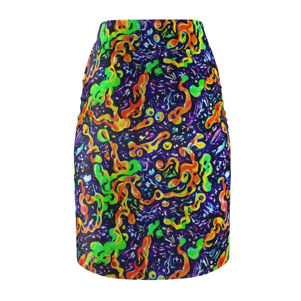 Aurora in Motion on Pencil Skirt — Back