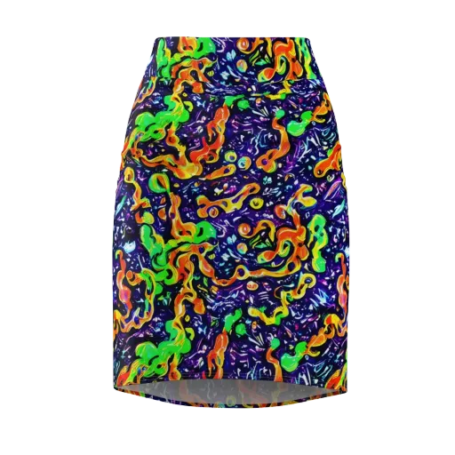 Aurora in Motion on a Pencil Skirt