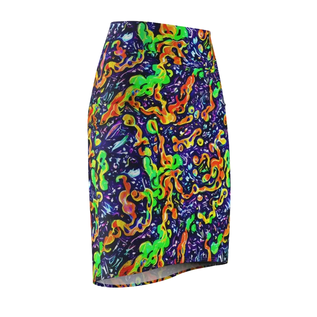 Aurora in Motion on Pencil Skirt — Front Side