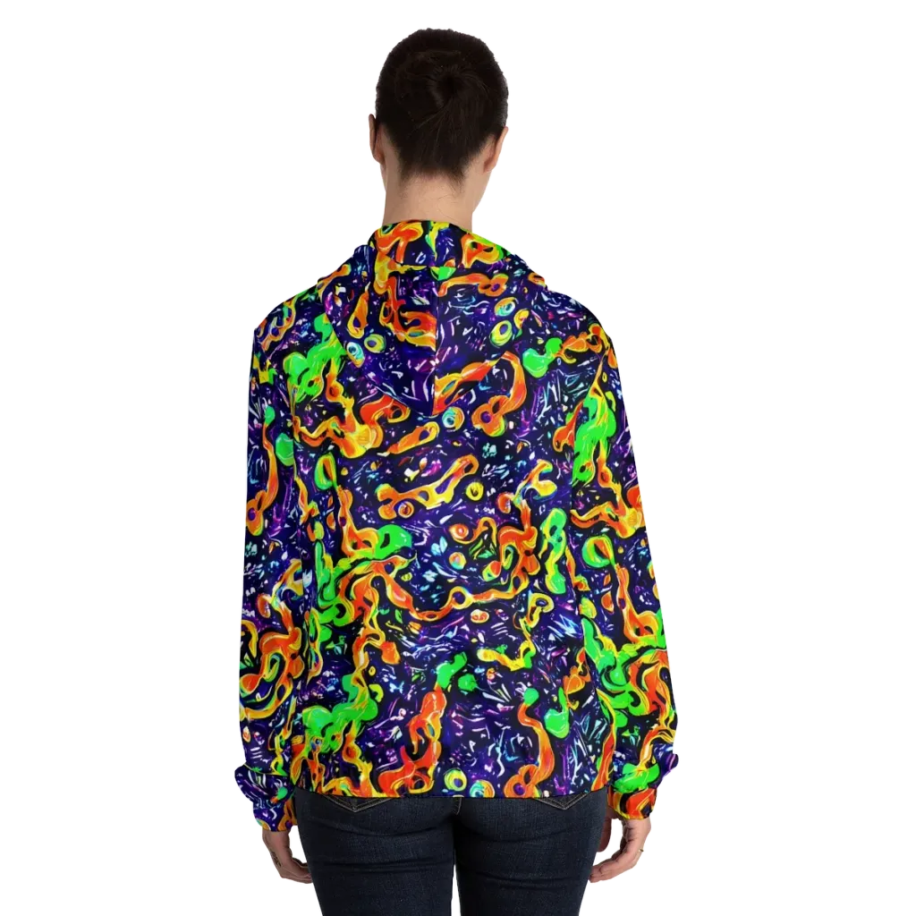 Aurora in Motion on Women's Full-Zip Hoodie — Back On Person