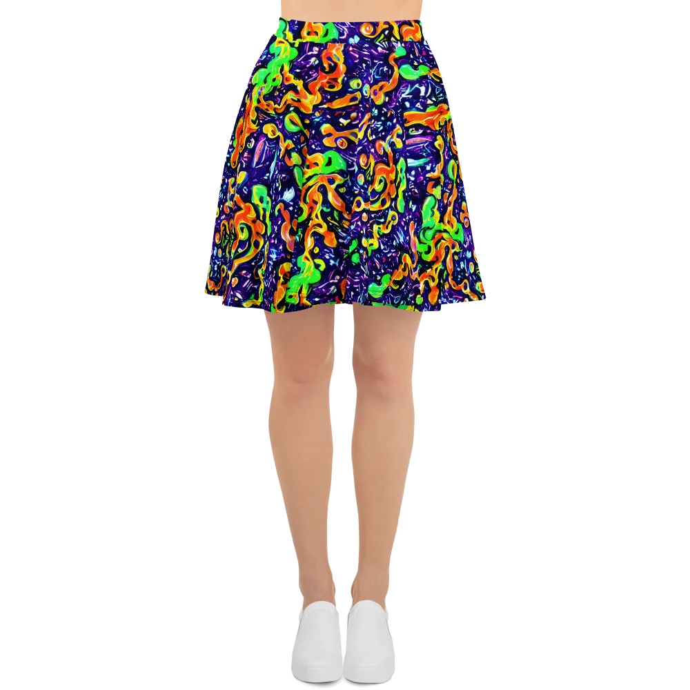 Aurora in Motion on Skater Skirt — Front