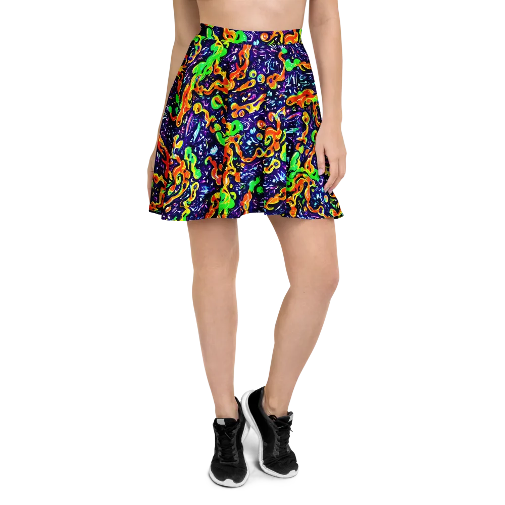 Aurora in Motion on Skater Skirt — Front