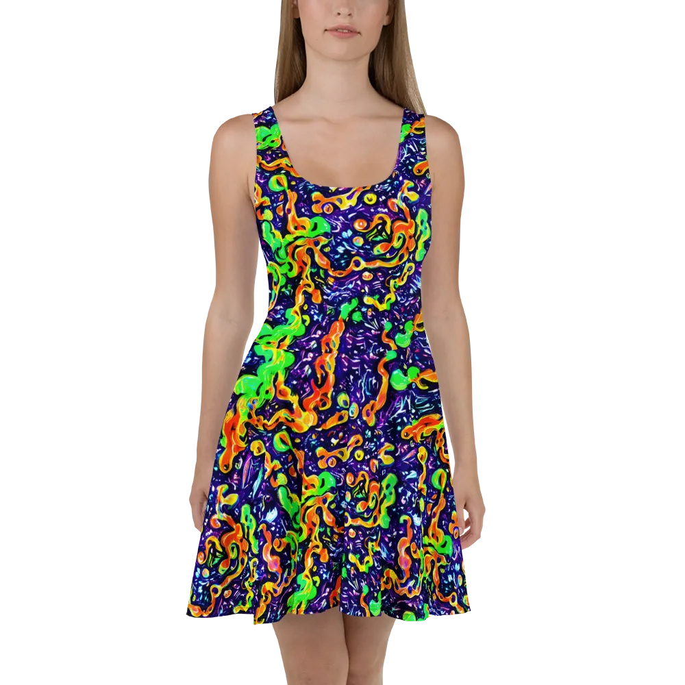 Aurora in Motion on Skater Dress — Front