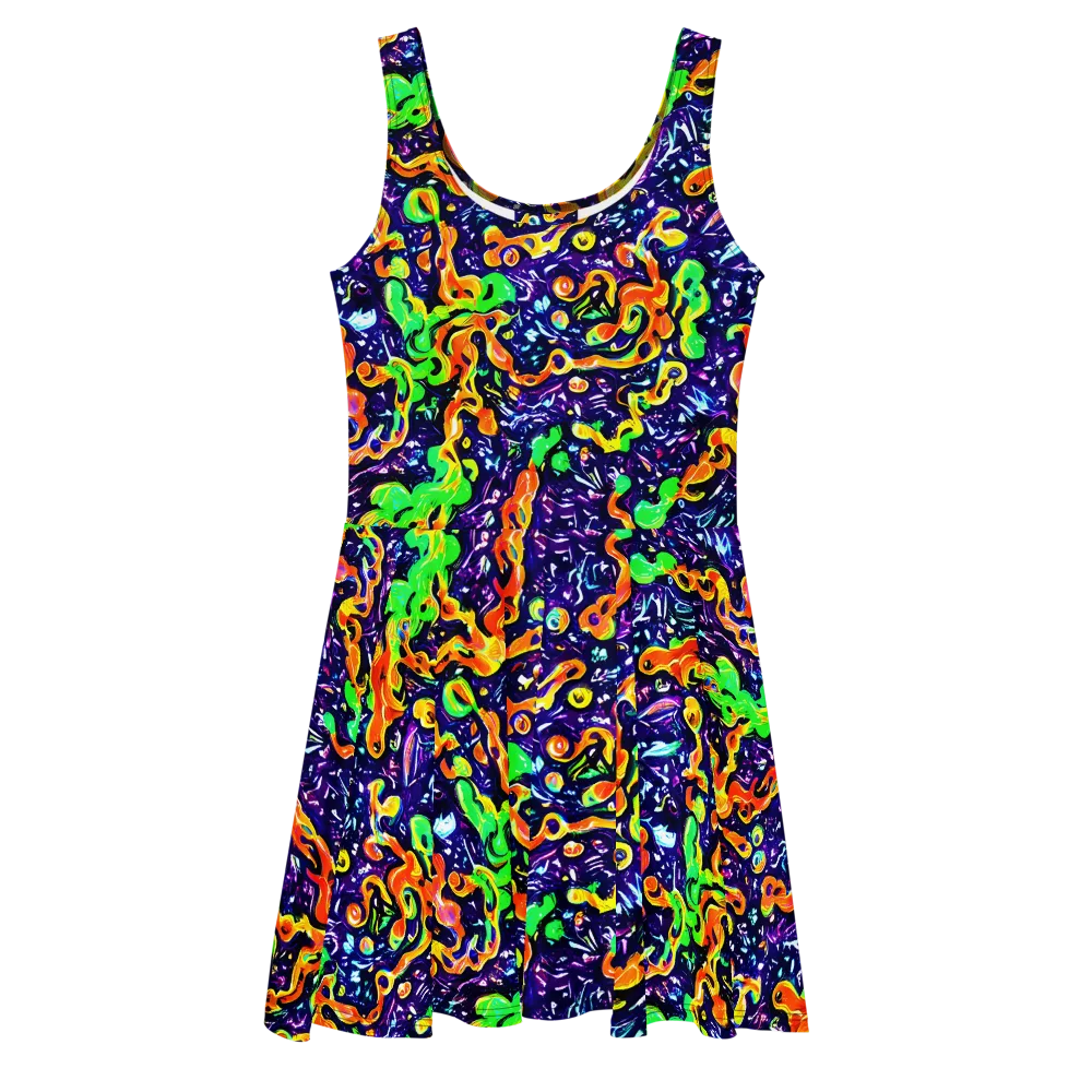 Aurora in Motion on Skater Dress — Front