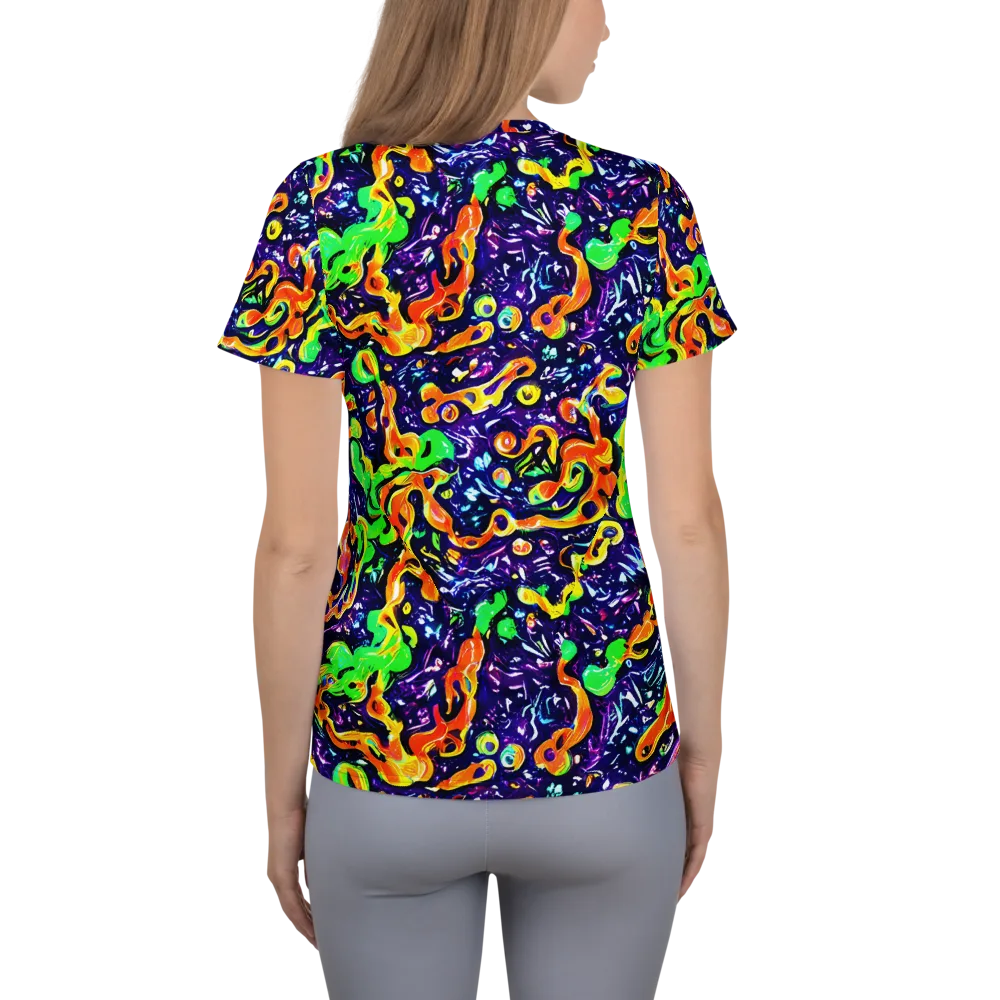 Aurora in Motion on Women's Athletic T-Shirt — Back