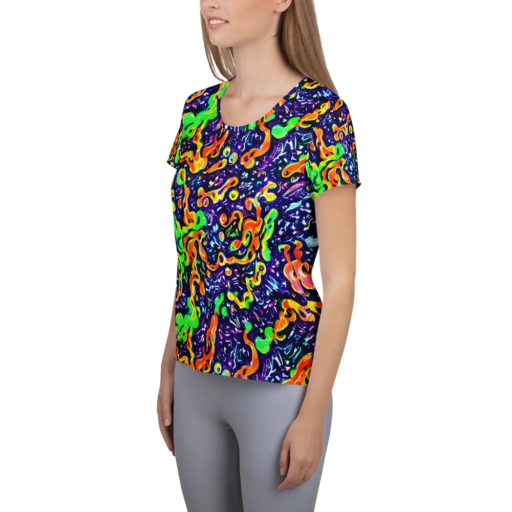 Aurora in Motion on Women's Athletic T-Shirt — Left