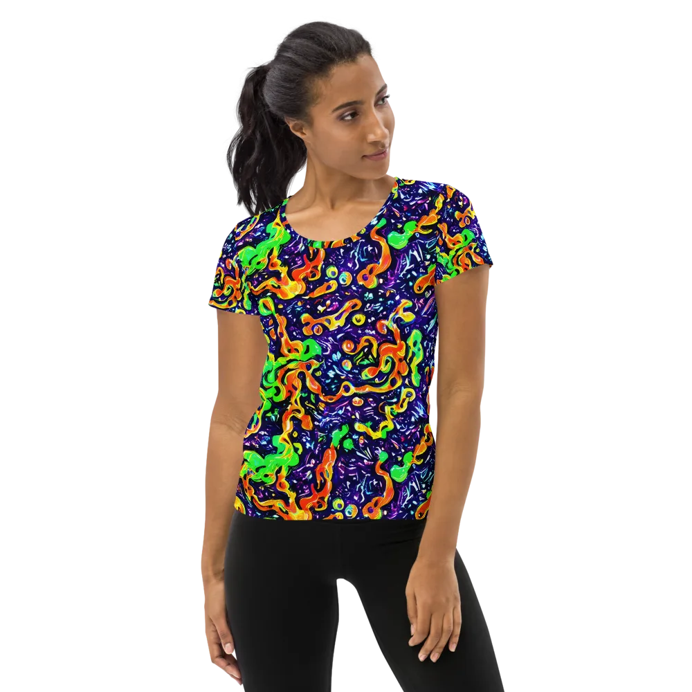 Aurora in Motion on Women's Athletic T-Shirt — Front