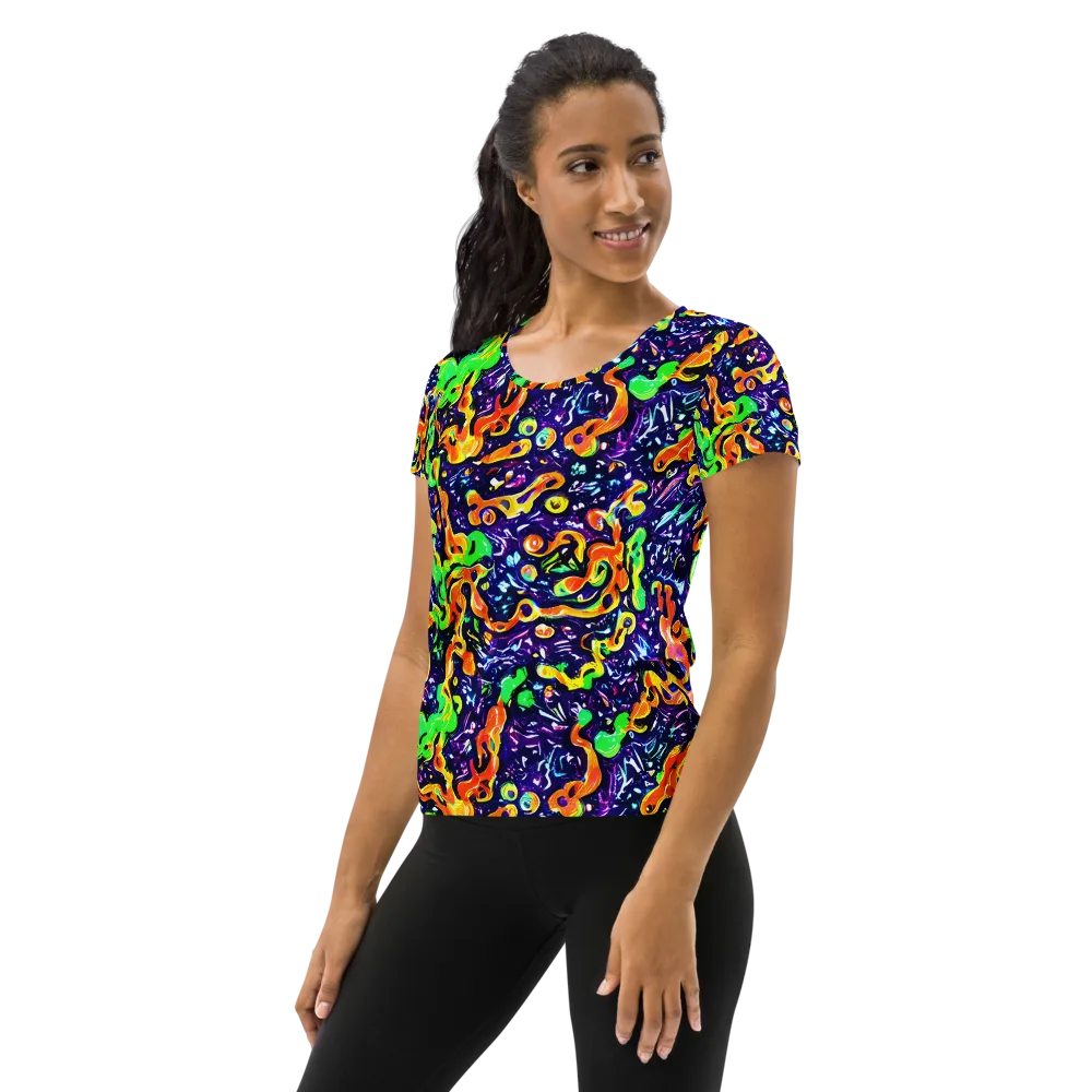 Aurora in Motion on Women's Athletic T-Shirt — Left
